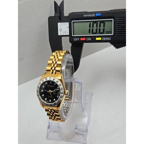 Dufonte Lucien Piccard Ladies Quartz Watch Gold Tone Diamond Accents New Battery - Picture 6 of 12